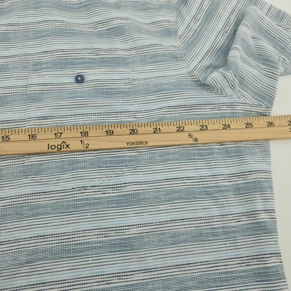 Kuhl Persuadr Shirt Mens XL Short Sleeve Pocket Blue Stripes Lightweight